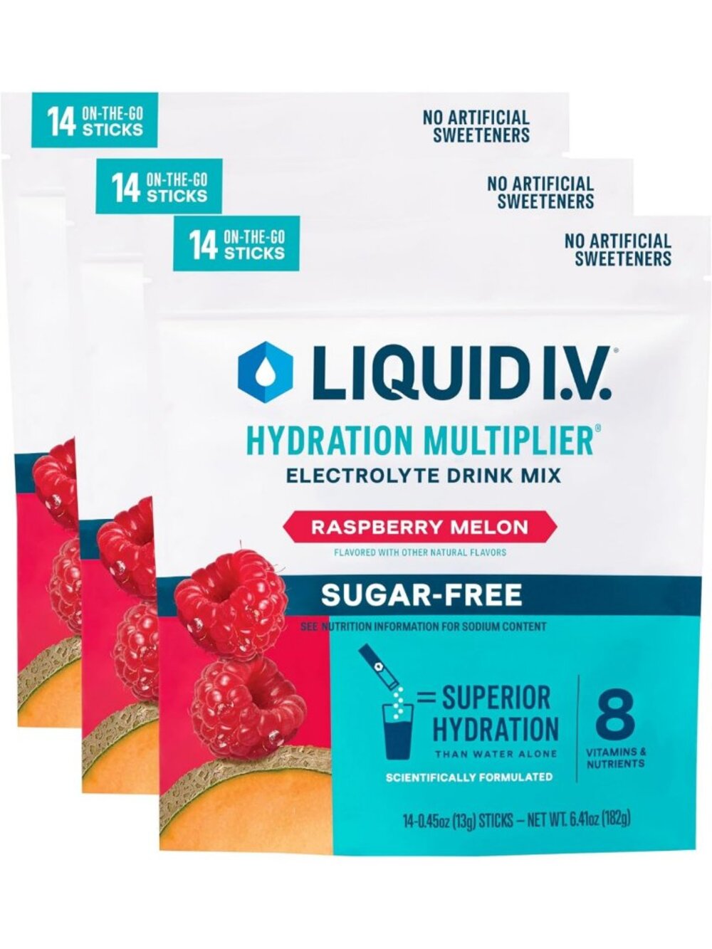 Sugar-Free Hydration Electrolyte Powder, Raspberry Melon Flavor, 42 Pack
